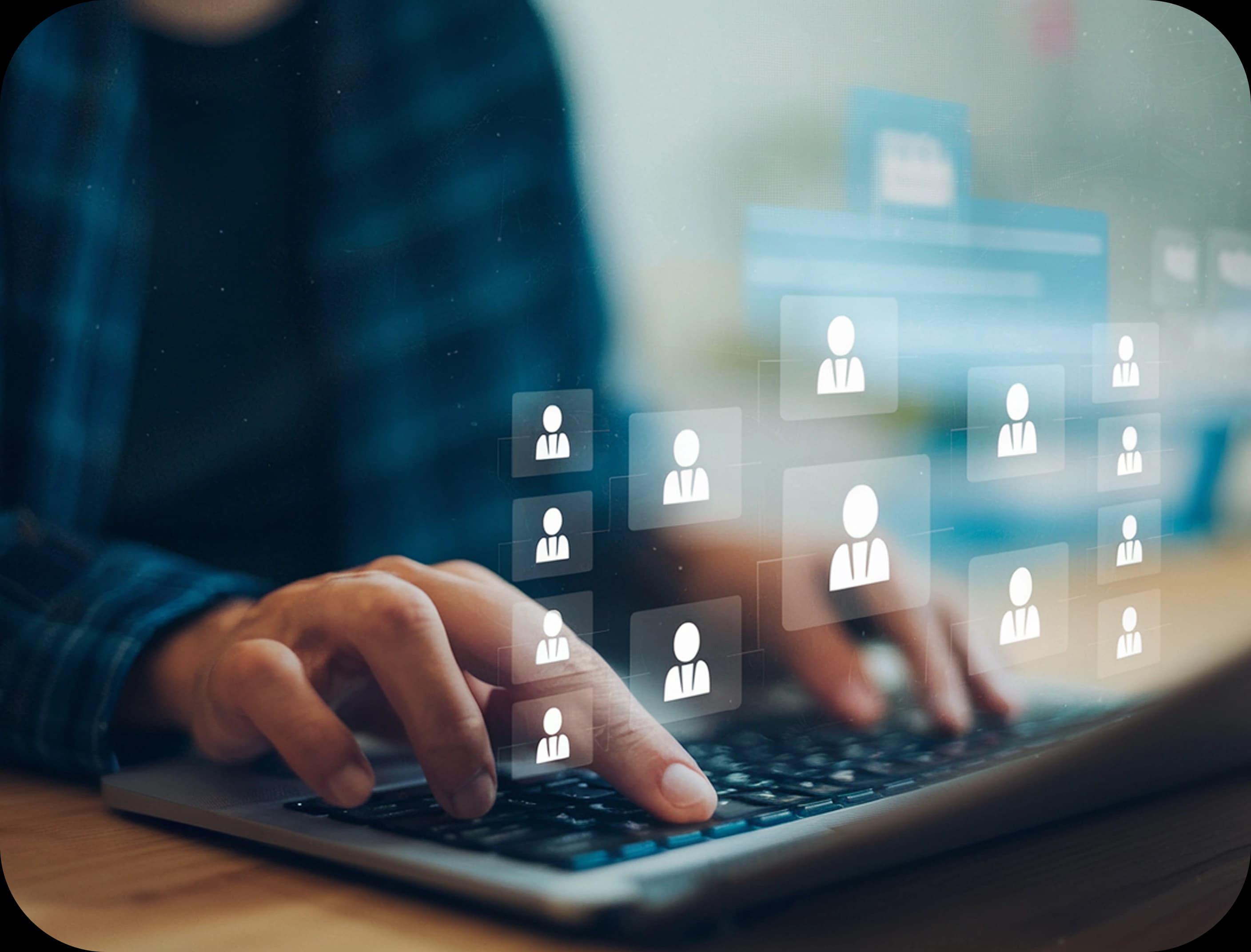 Professional hiring process showing employer dashboard with candidate management, screening tools, and recruitment analytics