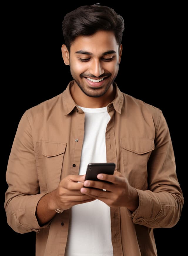 Professional job seeker using mobile app to find employment opportunities